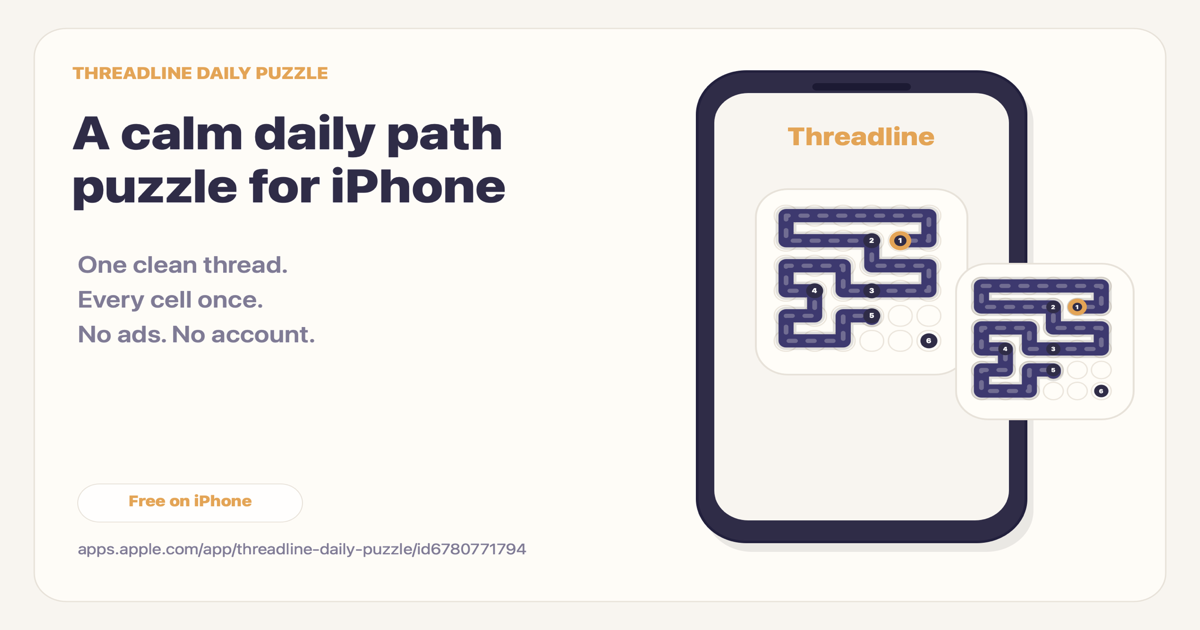 Threadline launch share image with app headline and iPhone puzzle mockup.